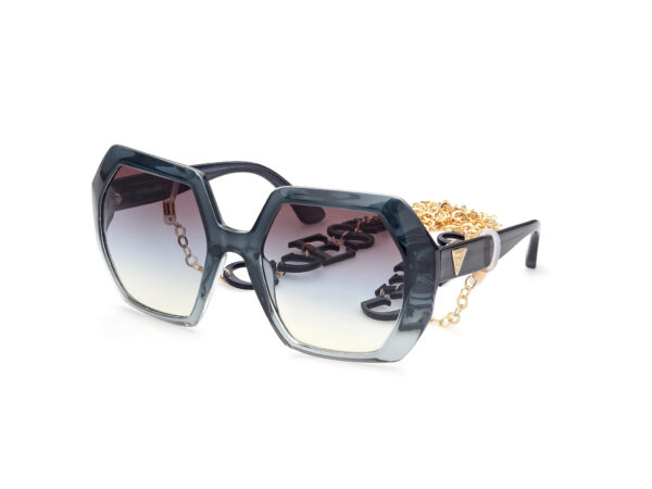 sunglasses guess oversized chain blue grey lenses women uvprotection