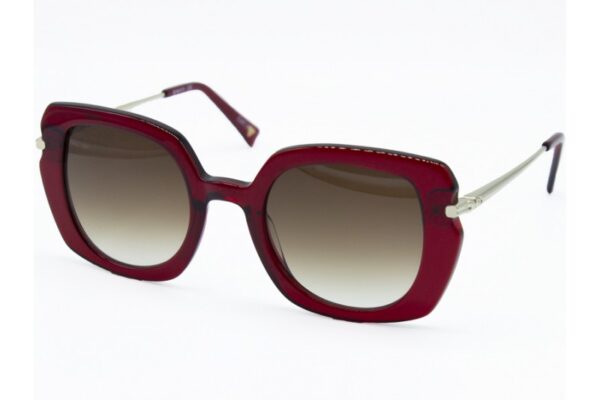 sunglasses envy women oversized square dark red acetate metal sides brown gradient degrade lenses uvprotection