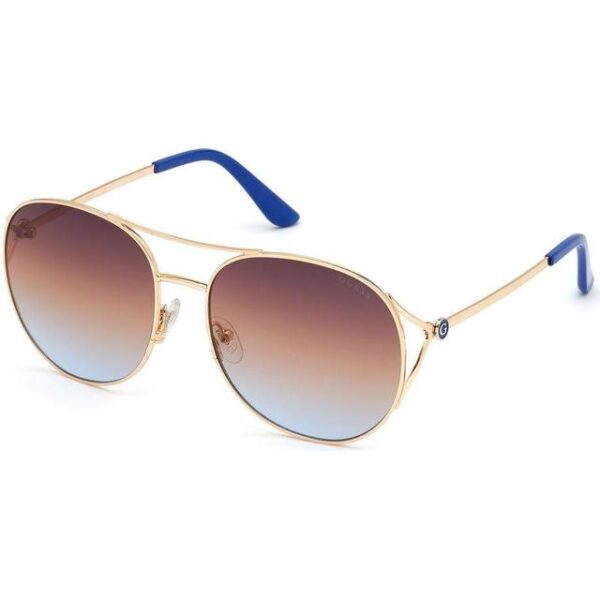 sunglasses guess women metal gold blue lenses gradient degrade aviator uvprotection