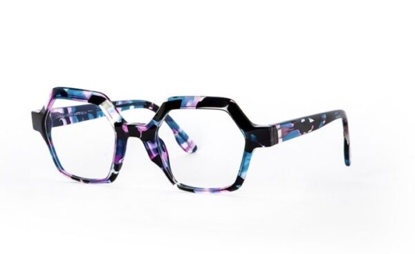 frame glasses les pieces uniques women polygon acetate blue pink black