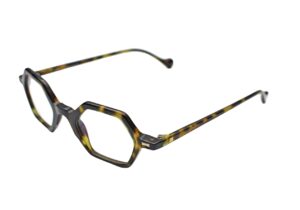 eyeglasses les pieces uniques men women polygonal shape small dark brown havana acetate