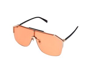 sunglasses mujosh men women unisex mask metallic gold black acetate temples orange lens uvprotection