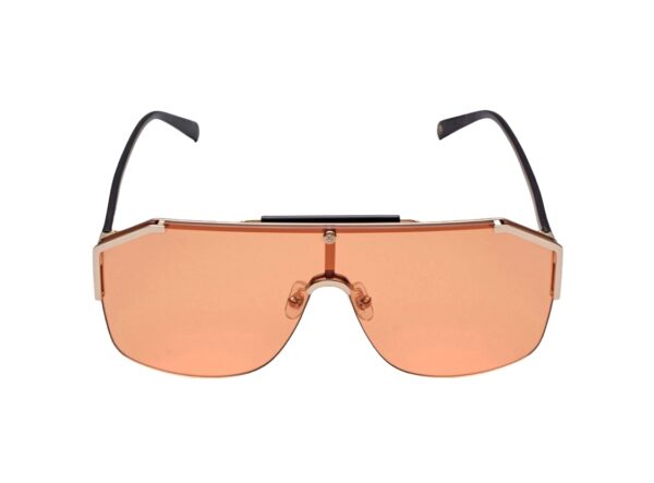 sunglasses mujosh men women unisex mask metallic gold black acetate temples orange lens uvprotection