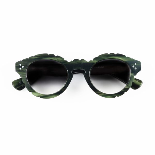 sunglasses ugly bell handcrafted women round dark green acetate fume gradient lenses antireflex uvprotection