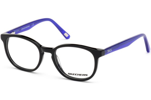 frame for kid skechers round black acetate blue sides