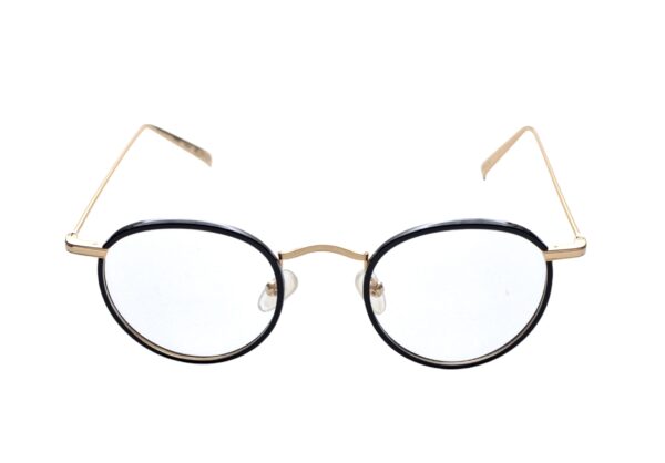 frame glasses bluesky men women unisex round shape black acetate metallic gold sides and bridge