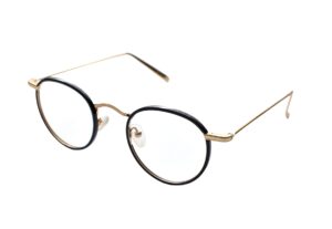 frame glasses bluesky men women unisex round shape black acetate metallic gold sides and bridge