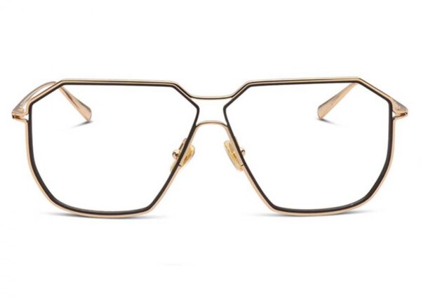 frames kreuzbergkinder men women oversized polygon black and gold metal