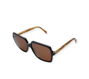 sunglasses elgreco women oversized square shape black acetate brown temples brown lenses uvprotection