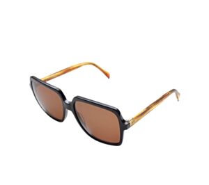 sunglasses elgreco women oversized square shape black acetate brown temples brown lenses uvprotection