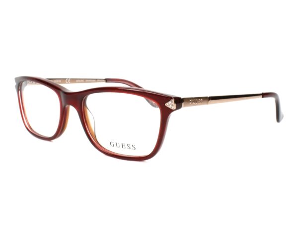 frame guess women rectangle dark red acetate pink gold metal sides