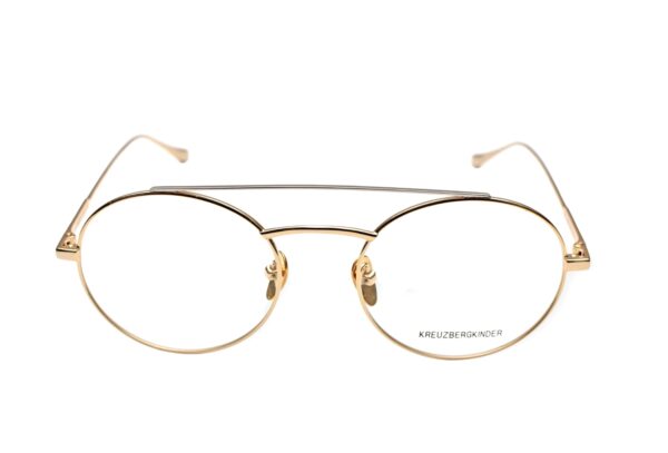 glasses frame kreuzbergkinder men women unisex round shape double bridge gold color metallic