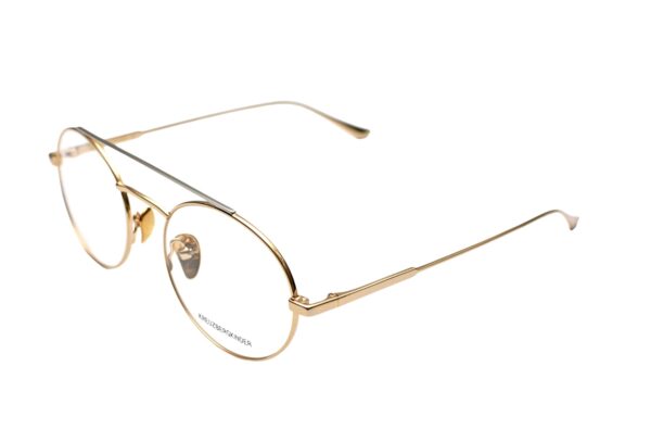 glasses frame kreuzbergkinder men women unisex round shape double bridge gold color metallic