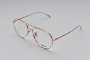 eyeglasses les pieces uniques men women unisex aviator shape titanium frame metallic rose gold color