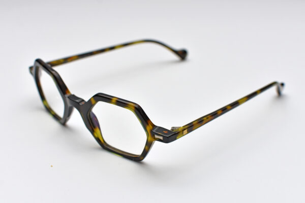 eyeglasses les pieces uniques men women polygonal shape small dark brown havana acetate