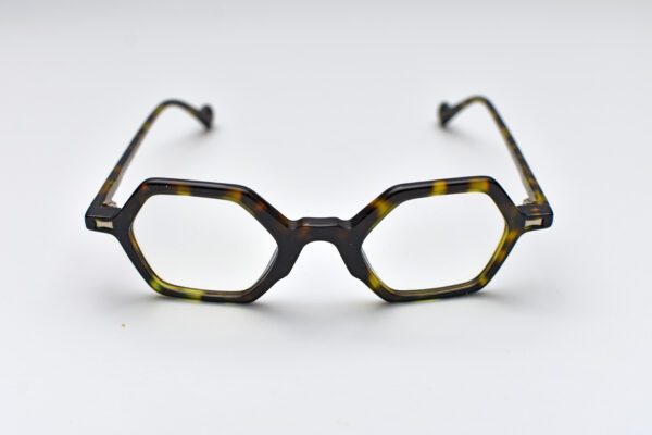 eyeglasses les pieces uniques men women polygonal shape small dark brown havana acetate