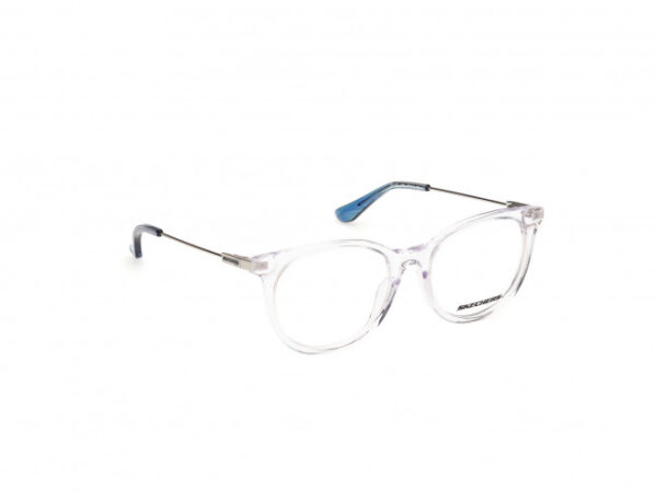 glasses frame skechers men women unisex round shape transparent acetate silver metallic temples