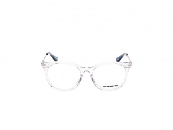 glasses frame skechers men women unisex round shape transparent acetate silver metallic temples