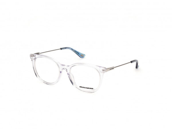 glasses frame skechers men women unisex round shape transparent acetate silver metallic temples