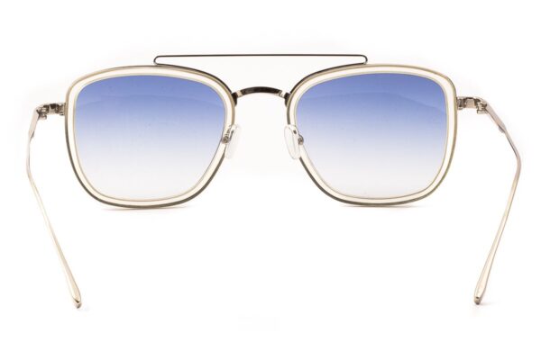 sunglasses les pieces uniques aviator men women silver metal crystal acetate blue gradient degrade lenses antireflex uvprotection