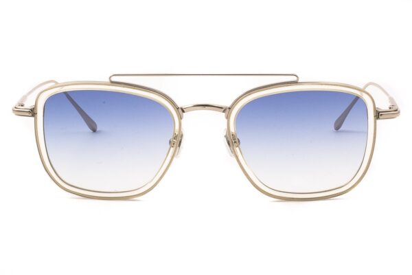 sunglasses les pieces uniques aviator men women silver metal crystal acetate blue gradient degrade lenses antireflex uvprotection