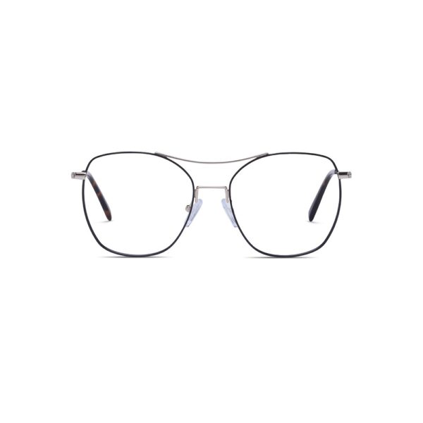 frame glasses les pieces uniques women oversized polygon double bridge metal gold and black