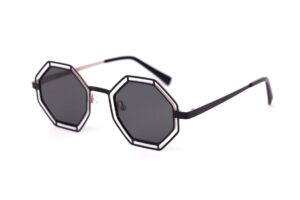 sunglasses zeus dione polygon black metal titanium fume lenses men women unisex uvprotection
