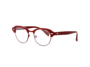 frame glasses les pieces uniques women dark red acetate round clubmaster type