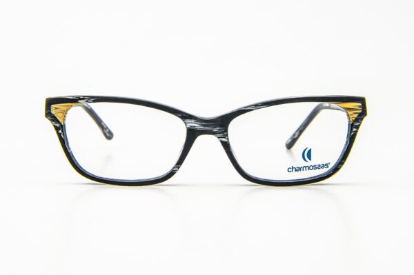 frame glasses charmossas women black acetate with brown details cat eye shape women