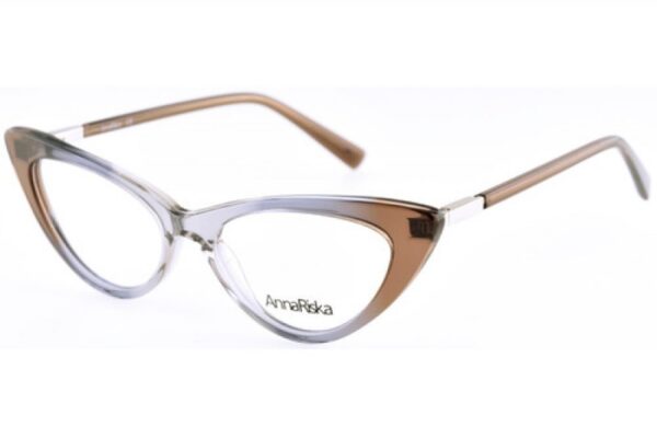 frame glasses anna riska women cat eye crystal grey and crystal brown bicolor acetate