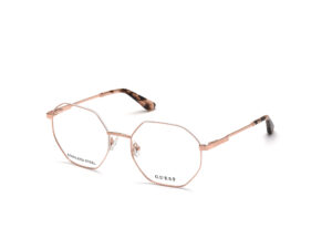 frame glasses guess women polygonal pink gold metal