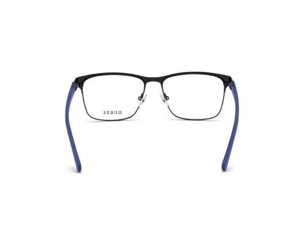 frame glasses guess men rectangular black matte stainless steel blue rods