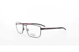 lightec morel men frame glasses rectanglular black stainless steel red sides