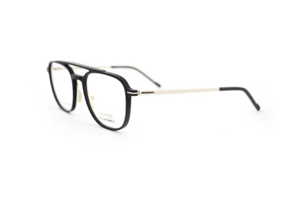 frame glasses lightec morel men pilot black acetate silver metal sides