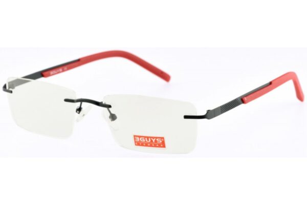 frame glasses 3guys men women unisex rectangular griff metallic frame black color red details on temples