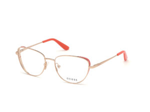 frame glasses guess women butterfly pink gold metal red details