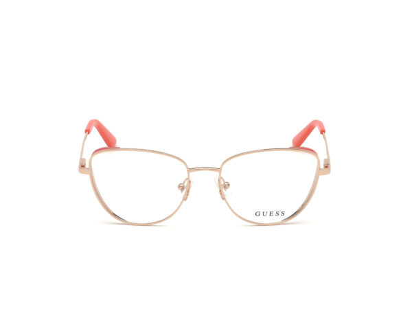 frame glasses guess women butterfly pink gold metal red details