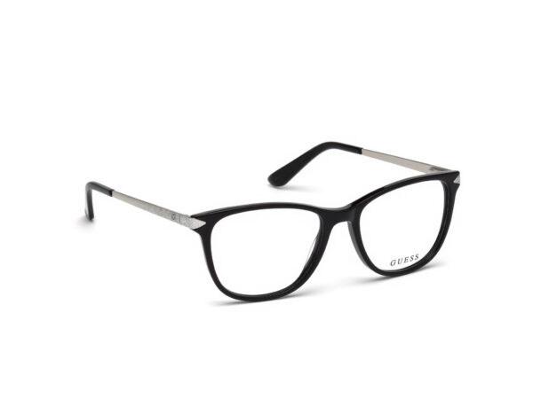 frame glasses guess women square black acetate silver rods glitter