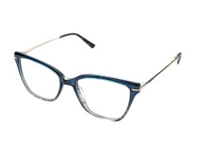 frame glasses anna riska women butterfly shape navy blue and crystal grey bicolor acetate metallic gold sides