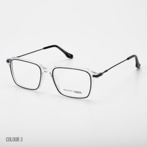 frame glasses william morris london rectanglular men women transparent crystal acetate metal sides black