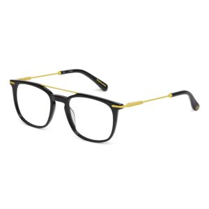 frame glasses sergio tacchini men square wayfarer black acetate gold metallic double bridge and temples