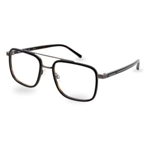 frame glasses sergio tacchini men square dark grey acetate gun metallic double bridge