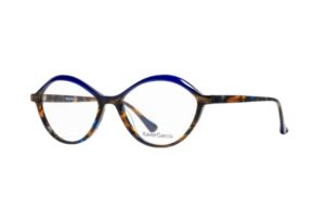 frame glasses xavier garcia eyeshape brown havana and blue acetate