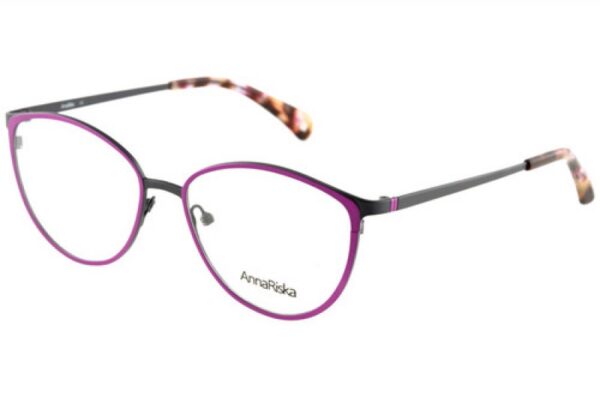 frame glasses anna riska women metallic purple with black temples and bridge