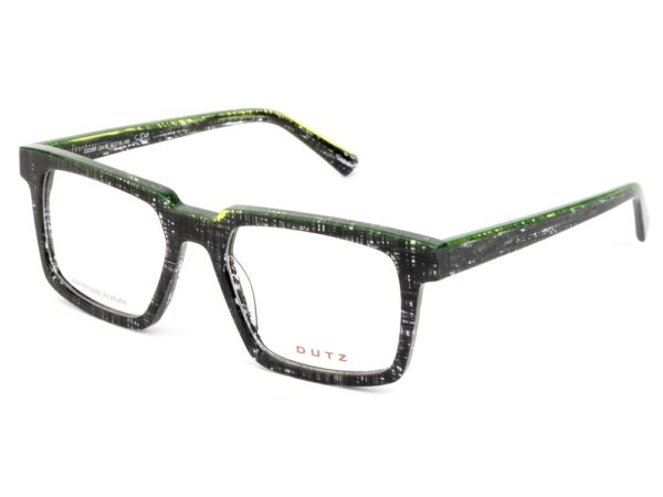 frame glasses dutz men square shape trendy black acetate white and green details