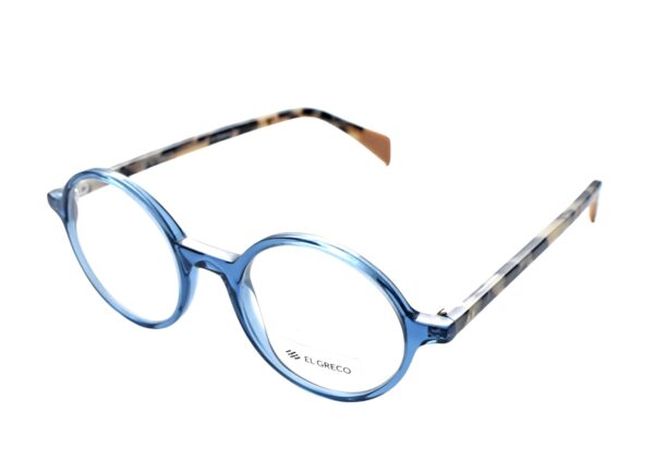 frame glasses el greco women round shape petrol blue acetate brown havana sides