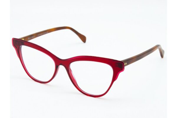 frame glasses el greco women cat eye acetate red color brown temples