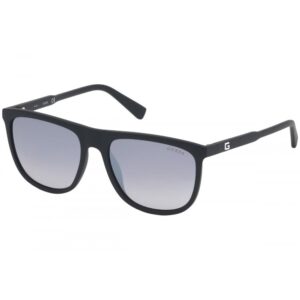 sunglasses guess men square black acetate fume degrade gradient lenses silver mirror uv protection