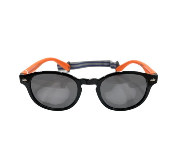 sunglasses marasil boys girls kids junior round shape black plastic frame orange temples grey polarized lenses