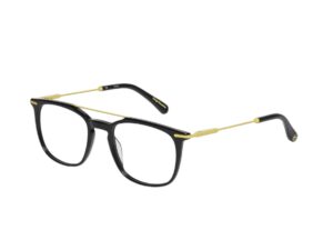 frame glasses sergio tacchini men square wayfarer black acetate gold metallic double bridge and temples